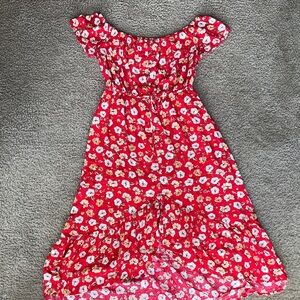 Indigo Rose Chic Red Floral Off-Shoulder Dress